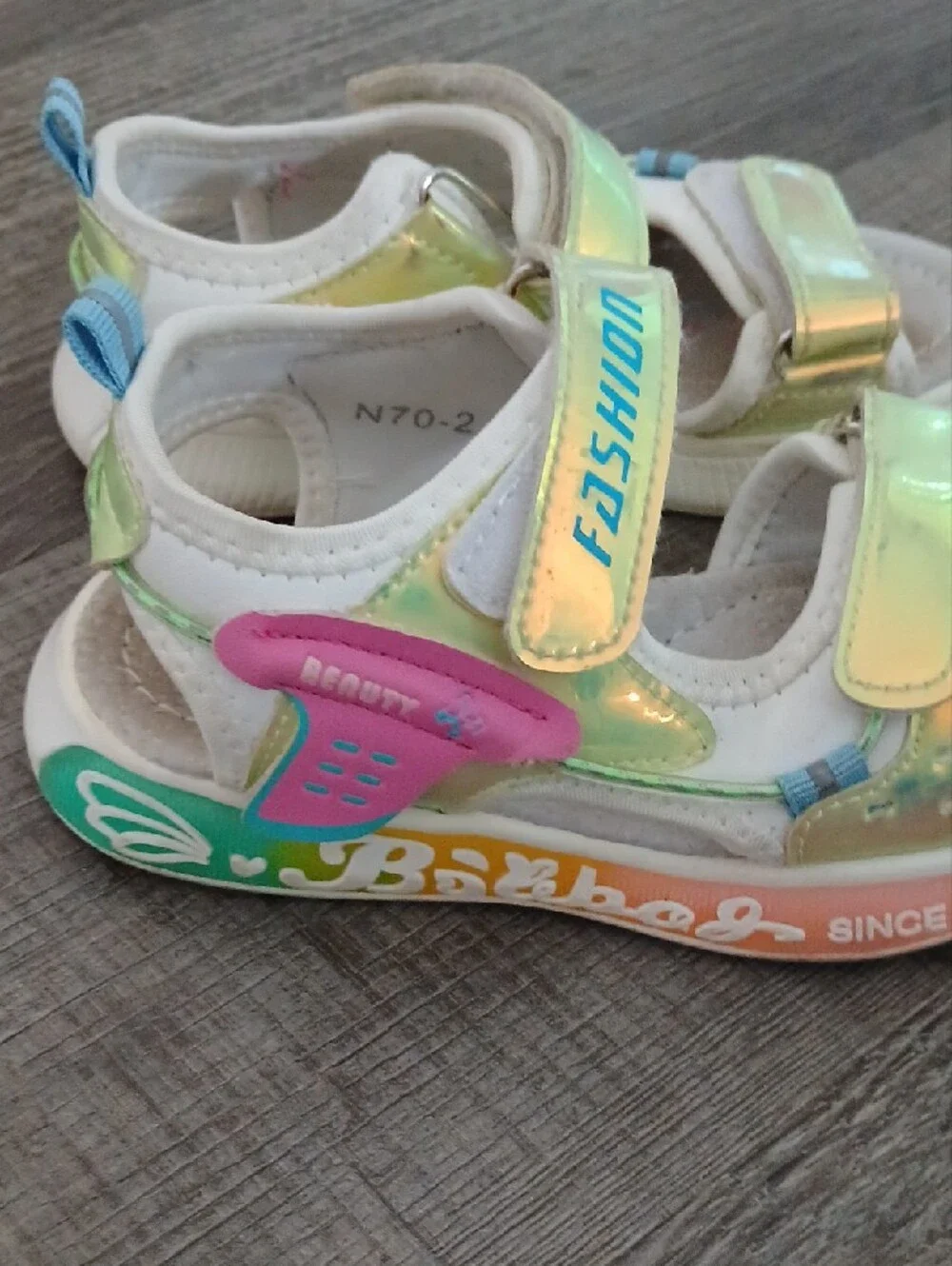 Kids Iridescent Yellow-Green Fashion Sandals